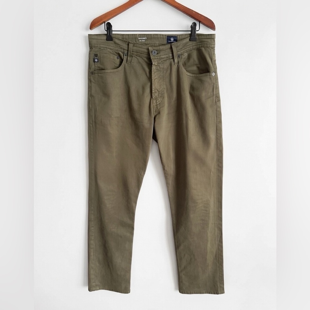 AG Adriano Goldschmied Men’s Everett Slim Straight Pant in Olive Size 34 x 32